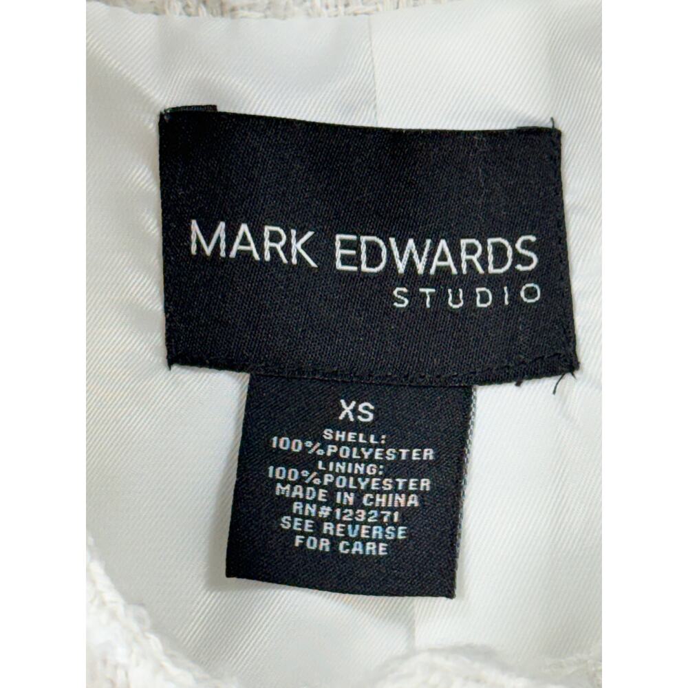 Mark Edwards Studio Tweed Crop Blazer Jacket Sz XS Ivory Blazer - Picture 3 of 12